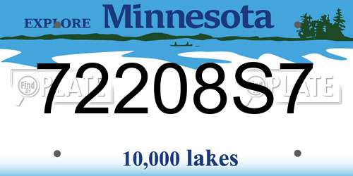 72208S7 Minnesota License Plate