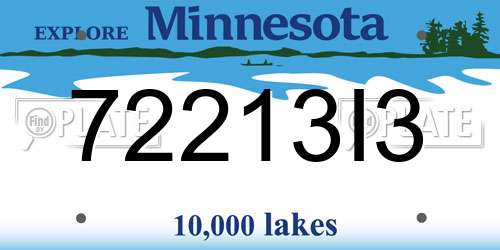 72213I3 Minnesota License Plate
