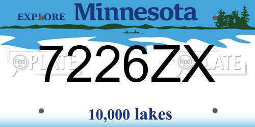 7226ZX Minnesota License Plate
