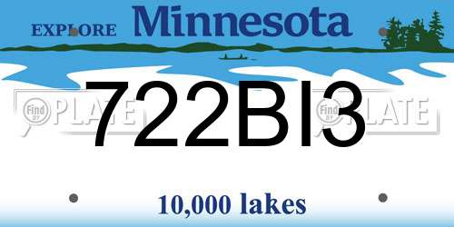 722BI3 Minnesota License Plate