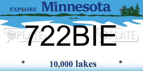 722BIE Minnesota License Plate
