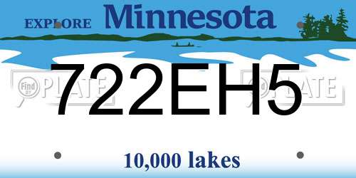 722EH5 Minnesota License Plate