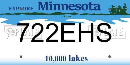 722EHS Minnesota License Plate