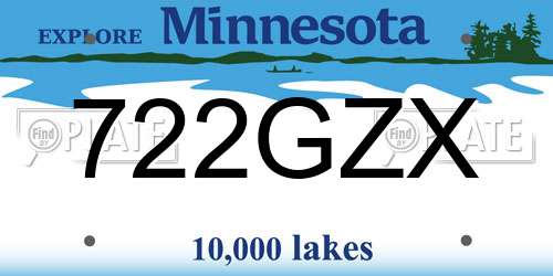 722GZX Minnesota License Plate