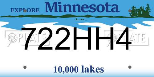 722HH4 Minnesota License Plate