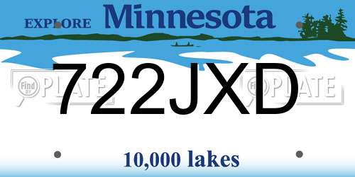 722JXD Minnesota License Plate