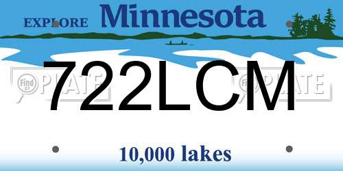 722LCM Minnesota License Plate