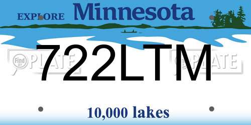722LTM Minnesota License Plate