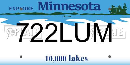 722LUM Minnesota License Plate