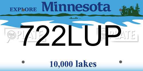 722LUP Minnesota License Plate