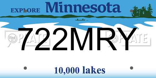 722MRY Minnesota License Plate