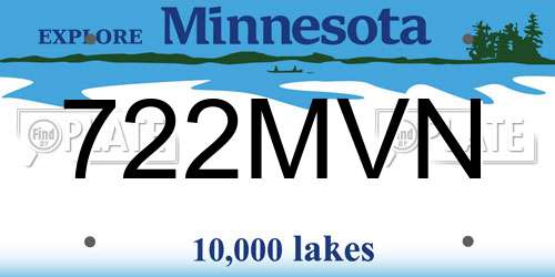 722MVN Minnesota License Plate