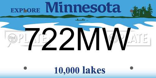 722MW Minnesota License Plate