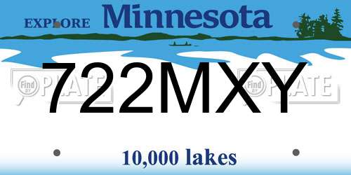 722MXY Minnesota License Plate