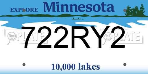 722RY2 Minnesota License Plate