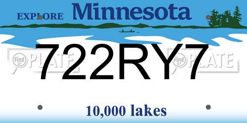 722RY7 Minnesota License Plate