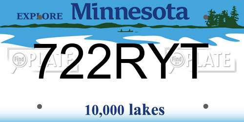 722RYT Minnesota License Plate