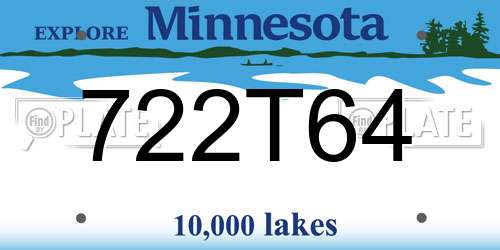 722T64 Minnesota License Plate