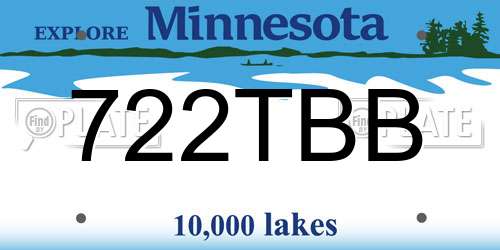 722TBB Minnesota License Plate