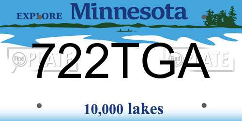 722TGA Minnesota License Plate