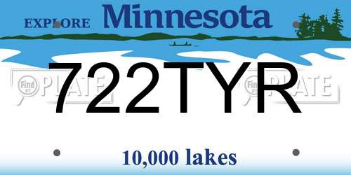 722TYR Minnesota License Plate