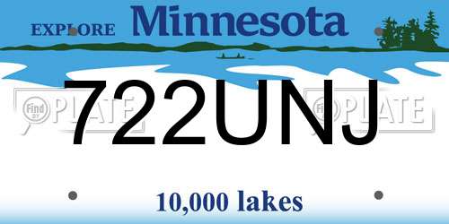 722UNJ Minnesota License Plate