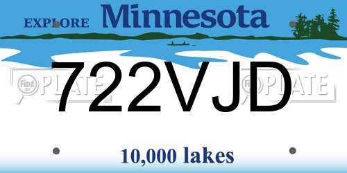 722VJD Minnesota License Plate
