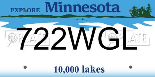 722WGL Minnesota License Plate
