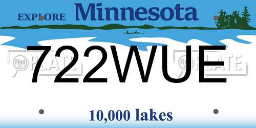 722WUE Minnesota License Plate
