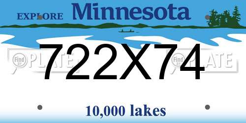 722X74 Minnesota License Plate