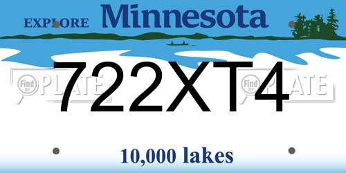 722XT4 Minnesota License Plate