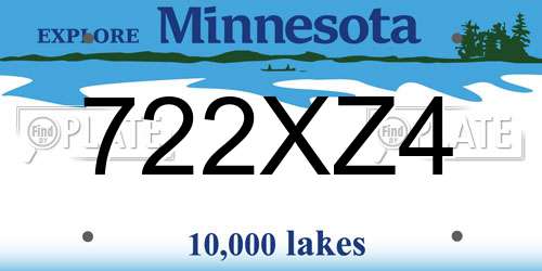 722XZ4 Minnesota License Plate