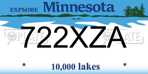 722XZA Minnesota License Plate