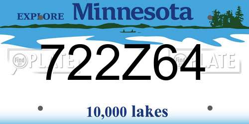 722Z64 Minnesota License Plate