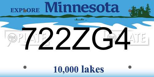 722ZG4 Minnesota License Plate