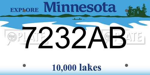 7232AB Minnesota License Plate