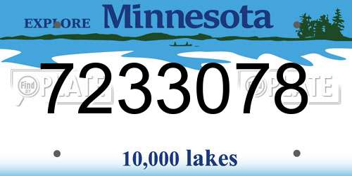 7233078 Minnesota License Plate