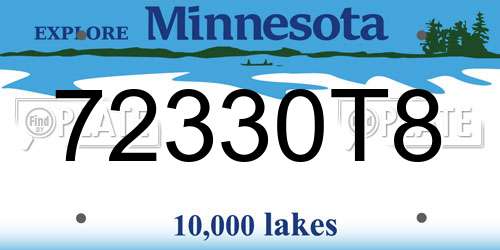 72330T8 Minnesota License Plate