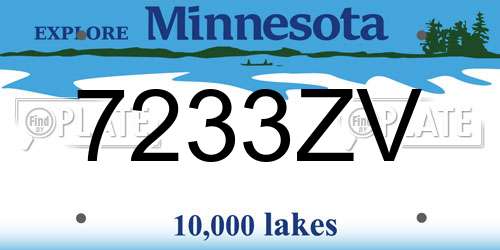 7233ZV Minnesota License Plate