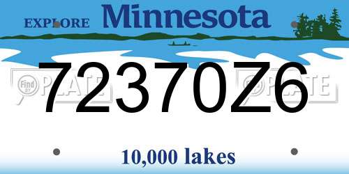 72370Z6 Minnesota License Plate