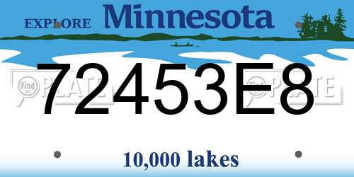 72453E8 Minnesota License Plate