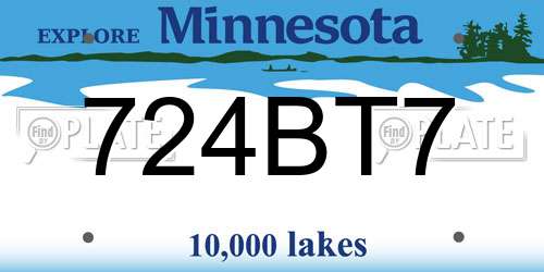 724BT7 Minnesota License Plate