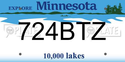 724BTZ Minnesota License Plate