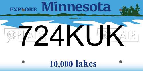 724KUK Minnesota License Plate