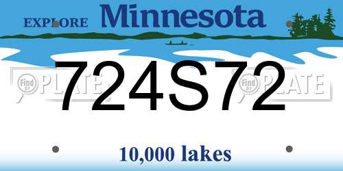 724S72 Minnesota License Plate