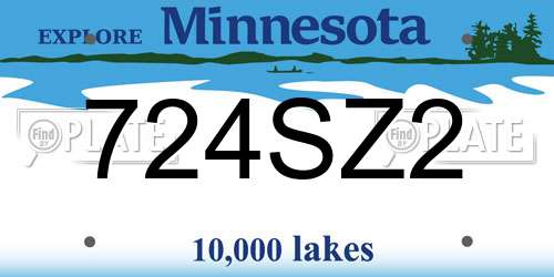 724SZ2 Minnesota License Plate