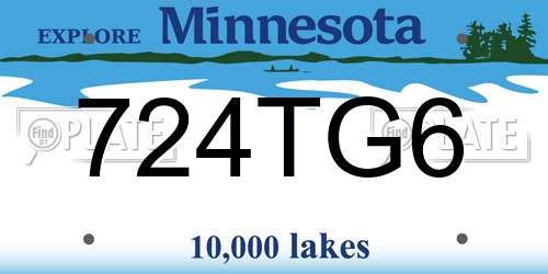 724TG6 Minnesota License Plate