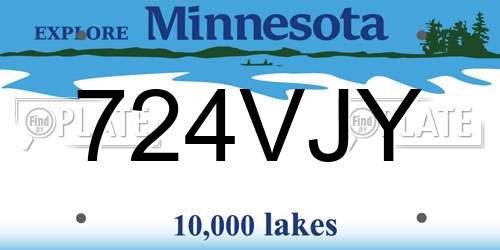 724VJY Minnesota License Plate