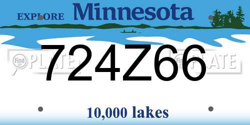 724Z66 Minnesota License Plate