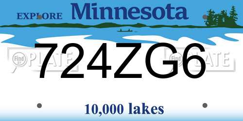 724ZG6 Minnesota License Plate